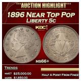 1896 Liberty Nickel Near Top Pop 5c ms66+ SEGS
