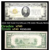 1928 $20 Gold Certificate FR-2402 Woods/Mellon Gra