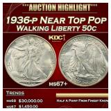 1936-p Walking Liberty Half Dollar Near Top Pop 50