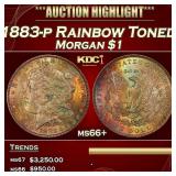 1883-p Morgan Dollar Rainbow Toned $1 ms66+ SEGS