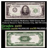 1934A $500 Green Seal Federal Reserve Note Preside