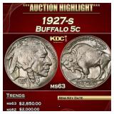 1927-s Buffalo Nickel 5c ms63 USCG