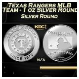 Texas Rangers MLB Team - 1 oz Silver Round Round