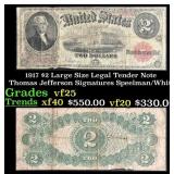 1917 $2 Large Size Legal Tender Note Thomas Jeffer