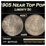 1905 Liberty Nickel Near Top Pop 5c ms66 SEGS