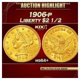1906-p Gold Liberty Quarter Eagle $2 1/2 ms64+ SEG