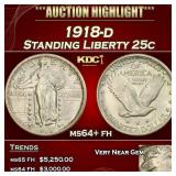1918-d Standing Liberty Quarter 25c ms64+ fh SEGS