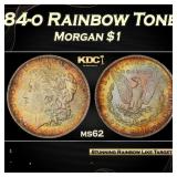 PCGS 1884-o Morgan Dollar Rainbow Toned $1 ms62 PC