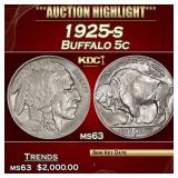 1925-s Buffalo Nickel 5c ms63 USCG
