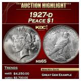 1927-d Peace Dollar $1 ms65 SEGS
