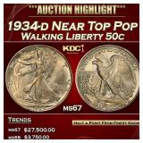 1934-d Walking Liberty Half Dollar Near Top Pop 50