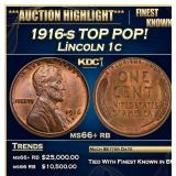 1916-s Lincoln Cent TOP POP! 1c ms66+ rb SEGS