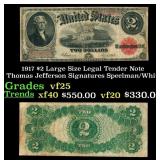 1917 $2 Large Size Legal Tender Note Thomas Jeffer