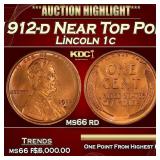 1912-d Lincoln Cent Near Top Pop! 1c ms66 rd SEGS