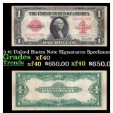 1923 $1 United States Note Grades xf Signatures Sp
