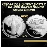 Coca-Cola 5 Cent Bottle 1 oz .999 Silver Round Rou