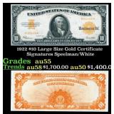 1922 $10 Large Size Gold Certificate Grades Choice