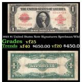 1923 $1 United States Note Grades vf+ Signatures S