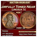 1914 Proof Lincoln Cent Colorfully Toned Near Top
