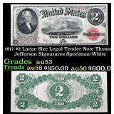 1917 $2 Large Size Legal Tender Note Thomas Jeffer