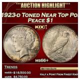 1923-d Peace Dollar Toned Near Top Pop $1 ms66+ SE