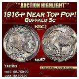 1916-p Buffalo Nickel Near Top Pop! 5c ms67 SEGS
