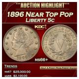 1896 Liberty Nickel Near Top Pop 5c ms66+ SEGS