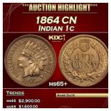 1864 CN Indian Cent 1c ms65+ SEGS