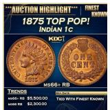 1875 Indian Cent TOP POP! 1c ms66+ RB SEGS