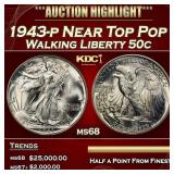 1943-p Walking Liberty Half Dollar Near Top Pop 50