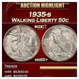 1935-s Walking Liberty Half Dollar 50c ms65+ SEGS