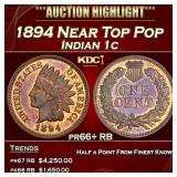 1894 Proof Indian Cent Near Top Pop 1c pr66+ RB SE