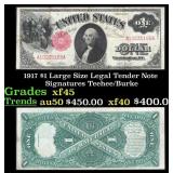 1917 $1 Large Size Legal Tender Note Grades xf+ Si