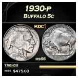 1930-p Buffalo Nickel 5c Grades ms66