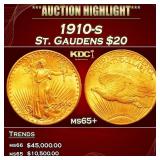 1910-s Gold St. Gaudens Double Eagle $20 ms65+ SEG