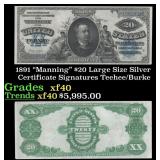 1891 $20 Large Silze Silver Certificate "Manning"