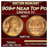 1909-p Lincoln Cent Near Top Pop! 1c ms67 rd SEGS