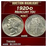 1920-d Mercury Dime 10c ms66 SEGS