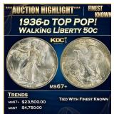 1936-d Walking Liberty Half Dollar TOP POP! 50c ms