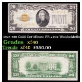 1928 $20 Gold Certificate FR-2402 Woods/Mellon Gra