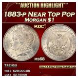 1883-p Morgan Dollar Near Top Pop $1 Grades ms68