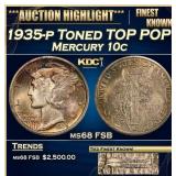 1935-p Mercury Dime Toned TOP POP! 10c ms68 FSB SE