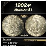 1902-p Morgan Dollar $1 Grades ms64+