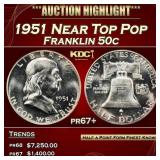 1951 Proof Franklin Half Dollar Near Top Pop 50c p