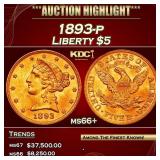 1893-p Gold Liberty Half Eagle $5 ms66+ SEGS