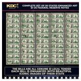 Complete Set of 50 States Enhanced Art $1 US Feder