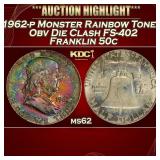 PCGS 1962-p Franklin Half Dollar Monster Rainbow T