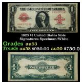 1923 $1 United States Note Grades Select AU Signat