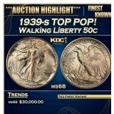 1939-s Walking Liberty Half Dollar TOP POP! 50c ms