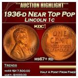 1936-d Lincoln Cent Near Top Pop 1c ms67+ rd SEGS